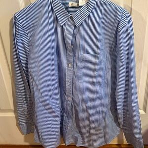 NWT ladies oxford blouse size large. Blue with white stripes. J Crew.